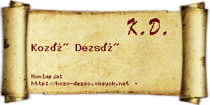 Kozó Dezső névjegykártya