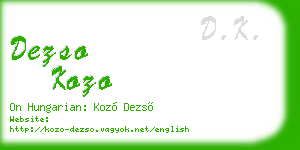 dezso kozo business card